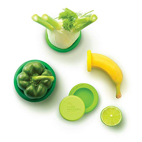 Product Cover Food Huggers Reusable Silicone Food Savers Set of 5 (Fresh Greens) - Patented Product