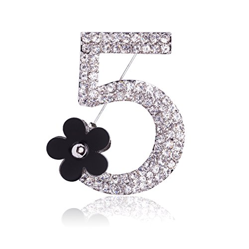 Product Cover MISASHA Fashion Jewelry Rhinestone Number Five Pin Brooch with Camellia Flower Charm