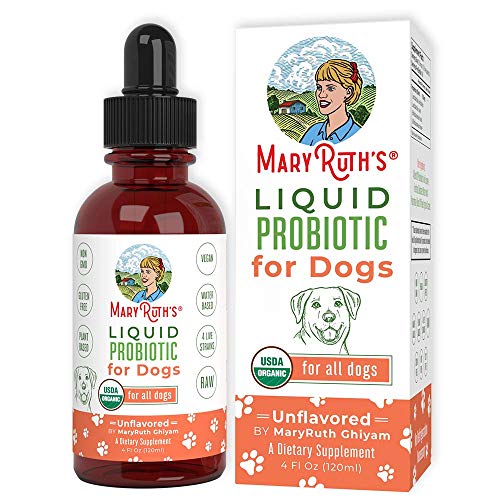 Product Cover (Dog) USDA Organic Liquid Probiotic for Dogs by MaryRuth's (Plant-Based) USDA Certified Organic Non-GMO, Vegan, Raw, Paleo, NO Corn, NO Yeast, Highly Potent Live Strain Flora 30-90 Day Supply 4oz