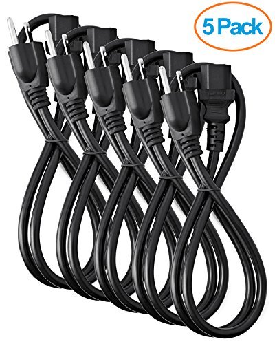 Product Cover Aurum Cables UL Approved 3 Feet Universal Computer Monitor Power Cord, C13 Power Cable for Monitor, PC, Desktop, Printer, Scanner, 18 AWG NEMA 5-15P to IEC13-5 Pack