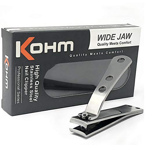 Product Cover Kohm CP-140L Nail Clippers for Thick Nails, Wide Jaw, Curved Blade - Sharp, Heavy Duty, Large Stainless Steel Toenail Clippers for Thick Toenails for Men, Seniors, Adults with Built-In Nail File