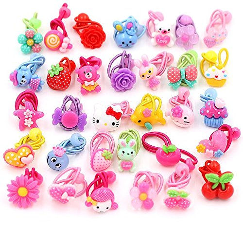 Product Cover AUCH 24Pcs Cute Cartoon Baby Girls Kids Children Little Princess Ball Hair Tie Bands Ropes Ponytail Holder Elastics, Assorted Color, May Vary form Picture, No Repeated Styles