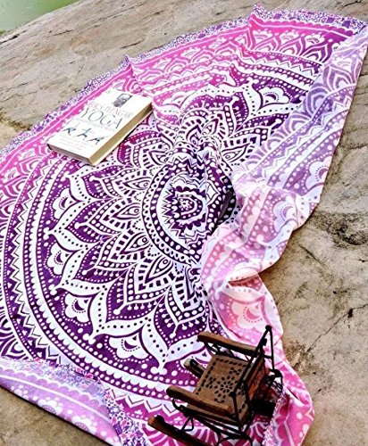 Product Cover Popular Handicrafts Round Roundie Indian Mandala Beach Throw Tapestry Hippy Boho Gypsy Cotton Round Table Cover Picnic Throw, Round 70