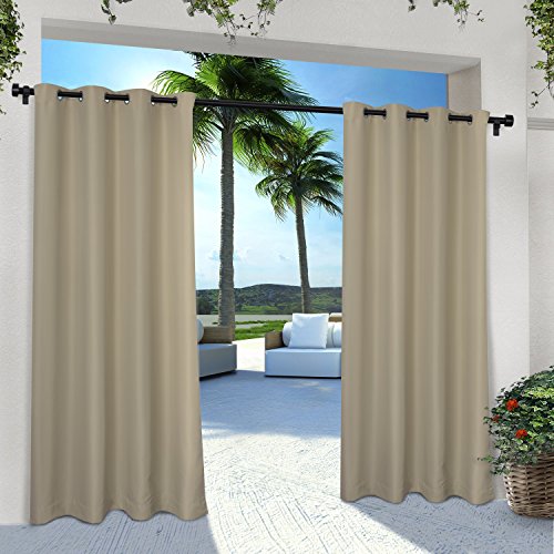 Product Cover Exclusive Home Curtains Indoor/Outdoor Solid Cabana Grommet Top Curtain Panel Pair, 54x84, Taupe, 2 Piece