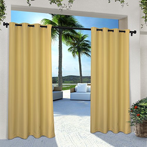 Product Cover Exclusive Home Curtains Indoor/Outdoor Solid Cabana Grommet Top Curtain Panel Pair, 54x84, Sundress Yellow, 2 Piece
