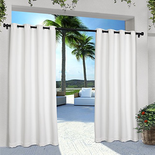 Product Cover Exclusive Home Curtains Indoor/Outdoor Solid Cabana Grommet Top Curtain Panel Pair, 54x96, Winter White, 2 Piece