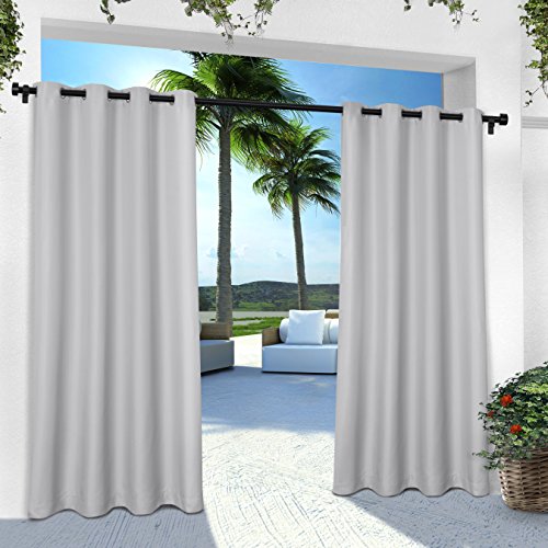 Product Cover Exclusive Home Curtains Indoor/Outdoor Solid Cabana Grommet Top Curtain Panel Pair, 54x84, Cloud Grey, 2 Piece