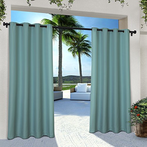 Product Cover Exclusive Home Curtains Indoor/Outdoor Solid Cabana Grommet Top Curtain Panel Pair, 54x96, Teal, 2 Piece