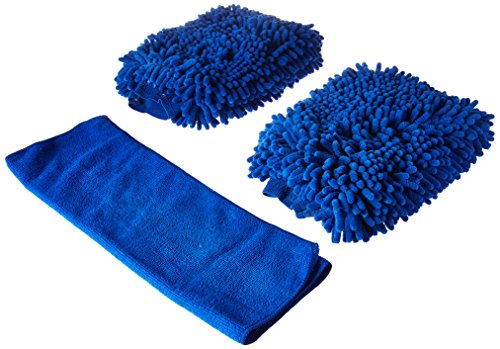 Product Cover Premium XL Car Wash Mitt - 2-Pack - Free Polishing Cloth, High Density, Ultra-soft Microfiber Wash Glove, Lint Free, Scratch Free - Use Wet or Dry,
