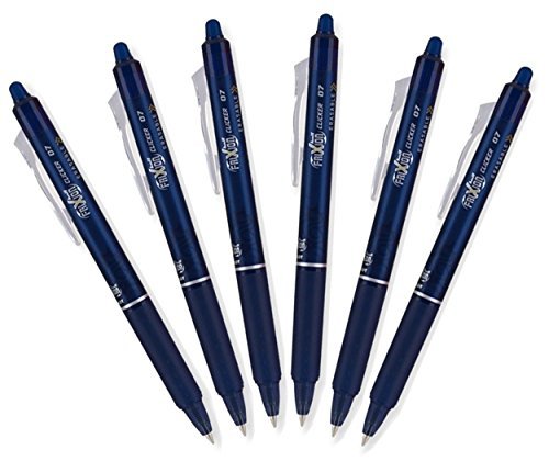 Product Cover Pilot FriXion Clicker Retractable Erasable Gel Pens, Fine Point, Navy Blue Ink, 6 Pack