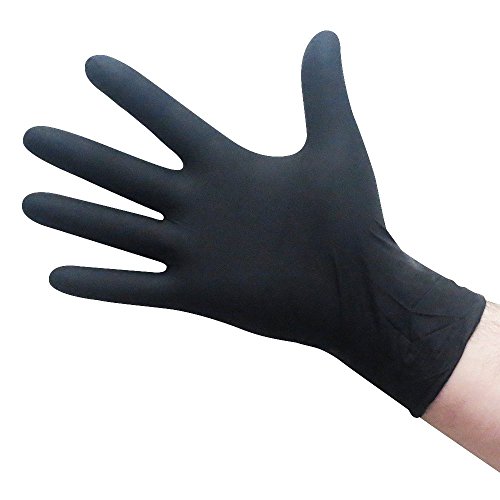 Product Cover Black Nitrile Gloves - X-Large - Industrial, Powder-Free, USDA Accepted, FDA Compliant, Latex-Free, Puncture Resistant - 5 mil/5.5 mil. Painting, Gardening, Chemical Handling, Food Prep, Janitorial