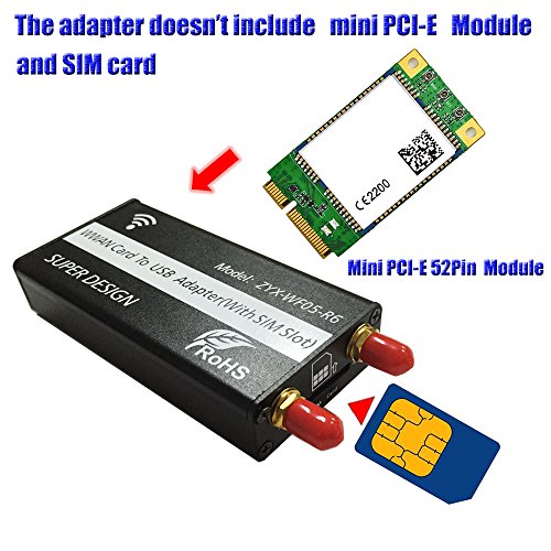 Product Cover Mini PCI-E to USB Adapter with SIM Card Slot, WWAN/LTE Module Upgrade for 3G / 4G Network Card