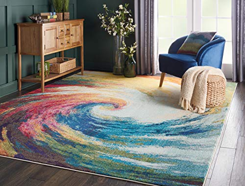Product Cover Nourison Celestial Modern Bohemian Wave Multicolored Area Rug 5 Feet 3 Inches by 7 feet 3 Inches, 5'3