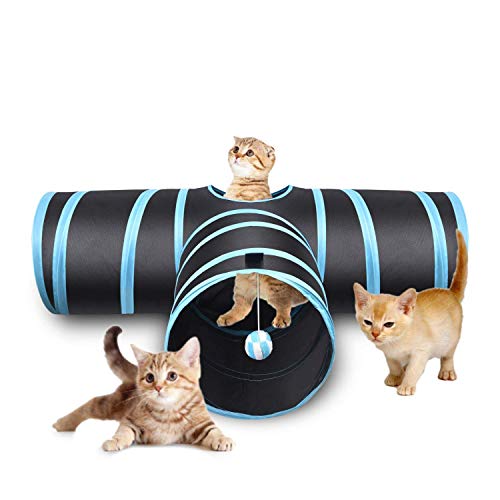 Product Cover Creaker 3 Way Cat Tunnel, Collapsible Pet Toy Tunnel Ball Cat, Puppy, Kitty, Kitten, Rabbit