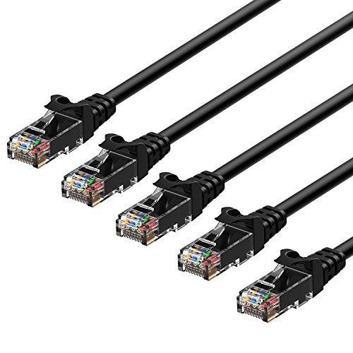 Product Cover Rankie RJ45 Cat6 Snagless Ethernet Patch Cable, 5-Pack, 10 Feet, Black