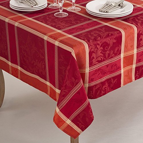 Product Cover Fennco Styles Pumpion Collection Holiday Plaid Design 70 x 70 Inch Tablecloth - Multicolor Table Cover for Home Decor, Christmas, Special Events or Banquets