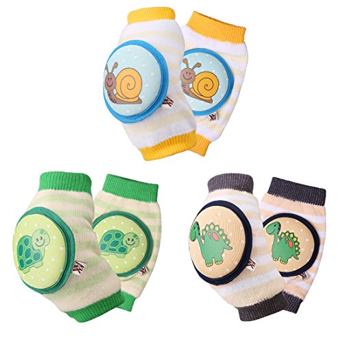 Product Cover Ava & Kings Baby Knee Pads for Crawling - Babies Stuffs Gift Ideas for Infants - Protect Elbows and Legs w/Breathable Warmer Cotton and Anti-Slip Elastic - Unisex for Boys & Girls - Set of 3