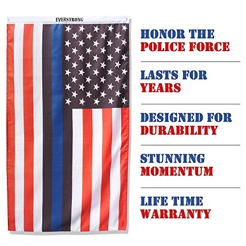 Product Cover Blue Lives Matter USA American Police Flags- Honor Law Enforcement Officers (Leo) -Non-Fade Polyester with Grommets - Visible Stars and Striking Colors - for Flag Poles/Indoors/Outdoor Lawns (3x5)
