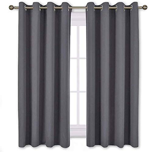 Product Cover NICETOWN Blackout Curtains Panels for Bedroom - Window Treatment Thermal Insulated Solid Grommet Blackout Drapes for Living Room (Set of 2 Panels, 52 by 45 Inch, Grey)