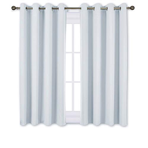Product Cover NICETOWN Room Darkening Curtains for Living Room - Window Treatment Thermal Insulated Grommet Room Darkening Panels/Drapes for Bedroom (Light Grey=Greyish White, 2 Panels, 52 by 45)