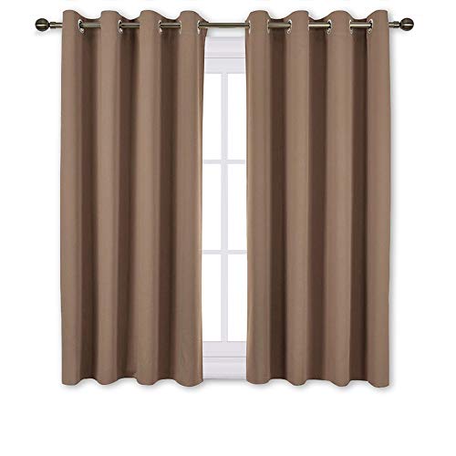 Product Cover NICETOWN Blackout Draperies Curtains Panels - Window Treatment Thermal Insulated Solid Grommet Blackout Drapes for Bedroom (Set of 2 Panels, 52 by 45 Inch, Cappuccino)