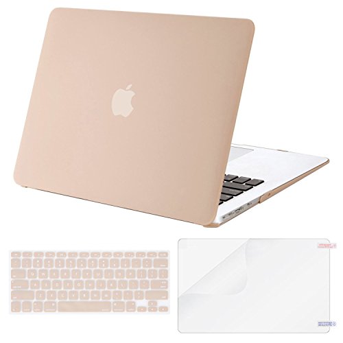 Product Cover MOSISO Plastic Hard Shell Case & Keyboard Cover & Screen Protector Only Compatible with MacBook Air 13 inch (Models: A1369 & A1466, Older Version 2010-2017 Release), Camel