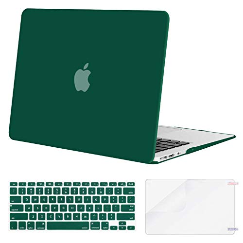 Product Cover MOSISO Plastic Hard Shell Case & Keyboard Cover & Screen Protector Only Compatible with MacBook Air 13 inch (Models: A1369 & A1466, Older Version 2010-2017 Release), Peacock Green
