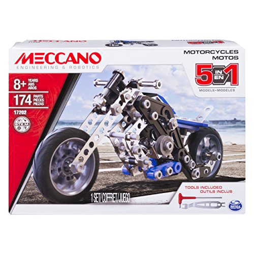 Product Cover MECCANO Erector, 5 in 1 Model Building Set - Motorcycles, 174 Pieces, for Ages 8 and up, STEM Construction Education Toy