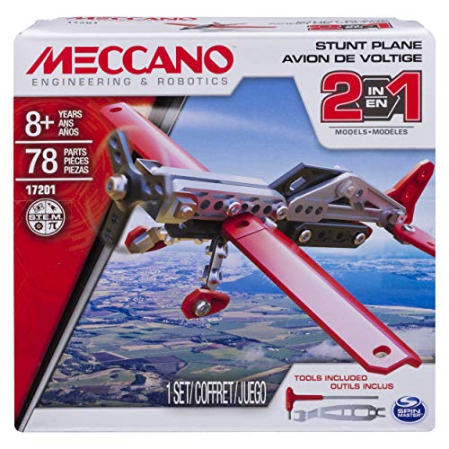 Product Cover Erector by Meccano, 2-in-1 Stunt Plane Model Building Kit, 78 Pieces, For Ages 8 and up, STEM Construction Education Toy