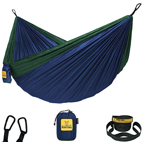 Product Cover Wise Owl Outfitters Hammock for Camping Single & Double Hammocks Gear for The Outdoors Backpacking Survival or Travel - Portable Lightweight Parachute Nylon DO Navy & Forrest
