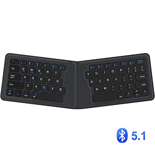 Product Cover iClever Bluetooth Keyboard - Multi-Device Portable Keyboard Bluetooth 5.1 for iOS, Android, Windows, Tablet Smartphone Laptops Mac, Rechargeable Battery Ergnomic Design - Foldable Keyboard (IC-BK06)