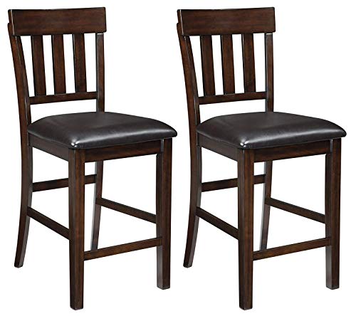 Product Cover Signature Design by Ashley - Haddigan Counter Barstool - Set of 2 - Counter Height - Upholstered Seat - Dark Brown Finish
