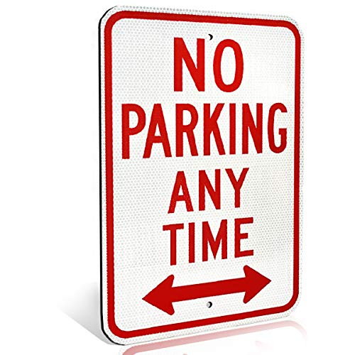 Product Cover No Parking Anytime Aluminum Metal Sign with Arrow for Private Driveway and Streets | Diamond Grade Ultra Reflective