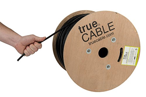 Product Cover trueCABLE Cat6 Outdoor, Shielded FTP, 500ft, Waterproof, Direct Burial Rated CMX, Black, 23AWG Solid Bare Copper, 550MHz, ETL Listed, Bulk Ethernet Cable