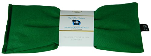 Product Cover Lavender Eye Pillow - Migraine, Stress & Anxiety Relief - #1 Stress Relief Gifts for Women - Made in The USA, Organic Flax Seed Filled (Emerald Green - Organic Cotton)