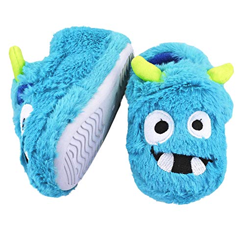 Product Cover Boys Slippers for Kid Cotton-Shaped Monster Upper House Cartoon Slippers Size Toddler 9 US Blue