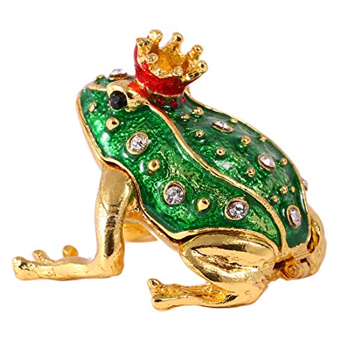 Product Cover Unique Gift Lucky Green Frog Trinket Box Ring Holder Decorative Box Handmade Faberge Style Home Decor