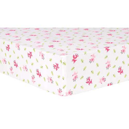 Product Cover Trend Lab Pink Reindeer Deluxe Flannel Fitted Crib Sheet