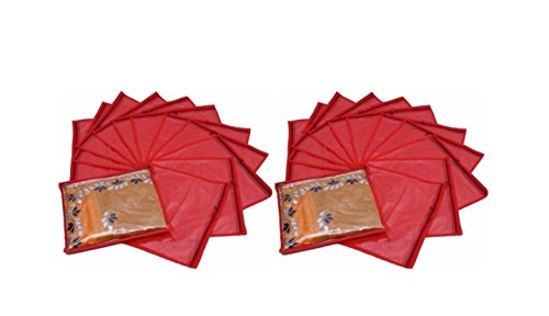 Product Cover Fashion Bizz Fashion Bizz Non Woven Red Saree Cover Set of 24 Pcs Combo