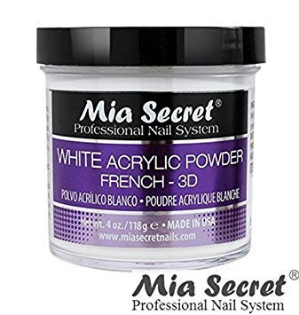 Product Cover Mia Secret White Acrylic Nail Powder 3D - French - 4 oz Bottle -MADE IN USA
