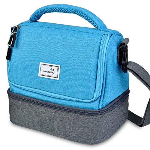 Product Cover LunchBots Duplex Insulated Lunch Bag - Dual Section Design Fits LunchBots Uno, Duo, Trio, Quad, Rounds, Bento Cinco Perfectly - Roomy Thermal Lunch Bag for Kids and Adults - Aqua