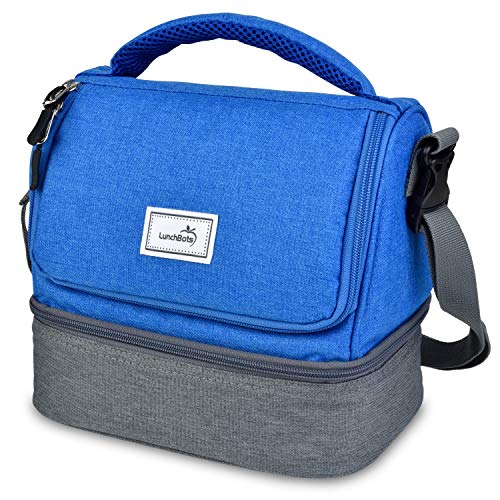 Product Cover LunchBots Duplex Insulated Lunch Bag - Dual Section Design Fits LunchBots Uno, Duo, Trio, Quad, Rounds, Bento Cinco Perfectly - Roomy Thermal Lunch Bag for Kids and Adults - Royal