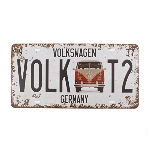 Product Cover 6x12 Inches Vintage Feel Rustic Home,bathroom and Bar Wall Decor Car Vehicle License Plate Souvenir Metal Tin Sign Plaque (GERMANY VOLKSWAGEN)