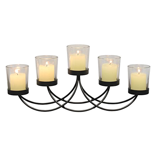 Product Cover Briarwood Black Metal Votive Candelabra, Decorative Candle Centerpiece, Elegant Candle Holders, Centerpiece for Weddings, Parties, Dining Table, and Mantel
