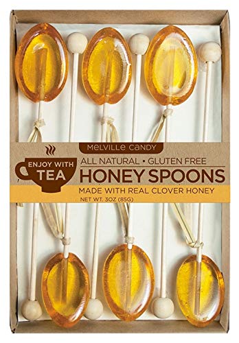 Product Cover Melville Candy All Natural Tea Honey Spoons & Lollipops Gift Box (Clover Honey Tea Spoons)