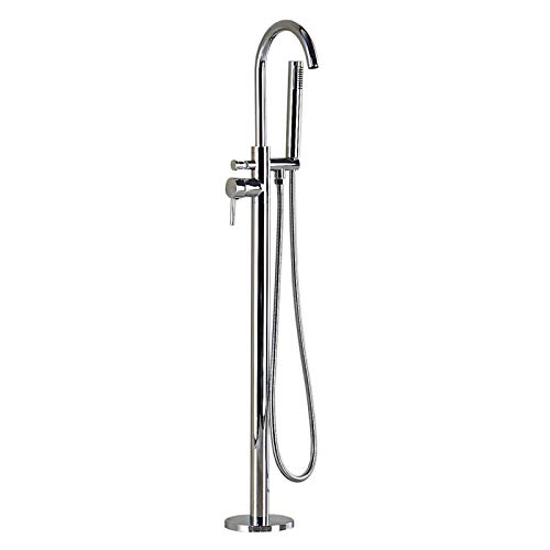 Product Cover Votamuta New Chrome Polished Floor Mounted Bathtub Shower Faucets Set Free Standing Bathroom Shower Mixer Taps with Handheld Spray