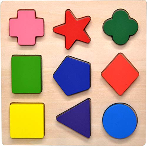 Product Cover GYBBER&MUMU Wooden Preschool Colorful Shape Puzzle