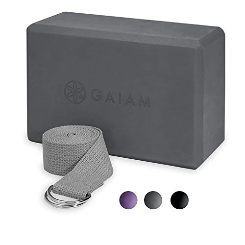 Product Cover Gaiam Essentials Yoga Block + Yoga Strap Set, Grey