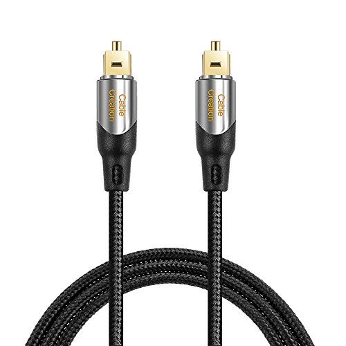 Product Cover Digital Optical Audio Cable,CableCreation 15FT Toslink Male SPDIF Cable with Nylon Braided Fiber Optic Cord for Home Theater, Sound Bar, TV, PS4, Xbox, VD/CD & More.Black & Sliver