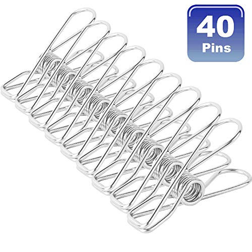 Product Cover NORTHERN BROTHERS Clothes pins 40 Pack,2 Inch Multi-Purpose Stainless Steel Wire,Cord Clothes Pins Utility Clips,Hooks for Home/Office